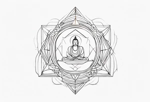 Geometric abstract tattoo, buddhism inspired tattoo idea