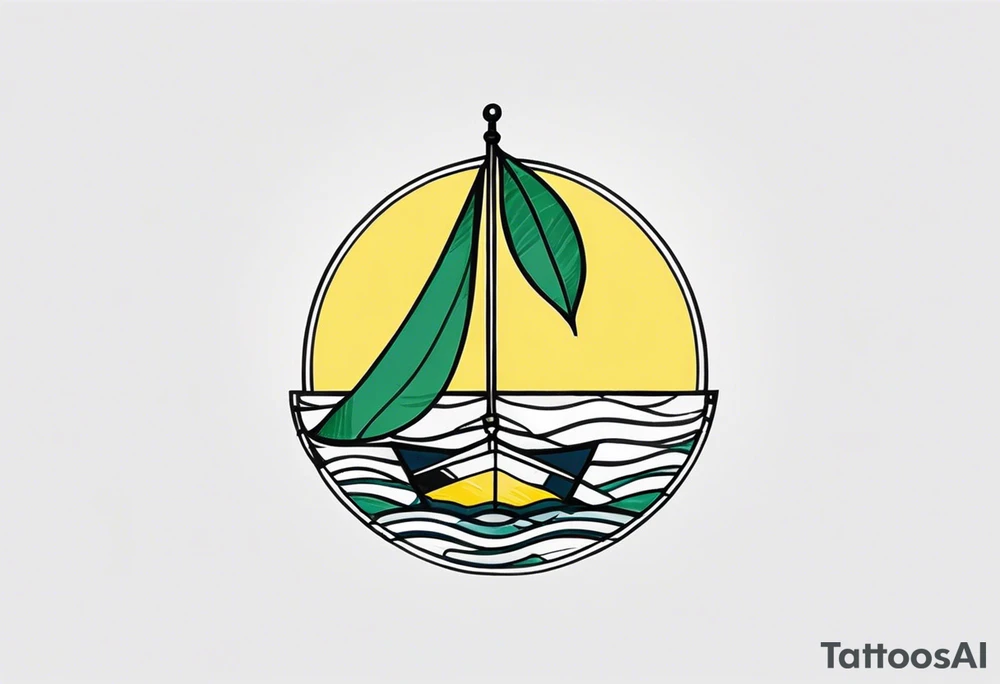 A lemon-Buoy with a leaf-flag on the ocean tattoo idea