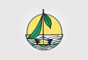 A lemon-Buoy with a leaf-flag on the ocean tattoo idea