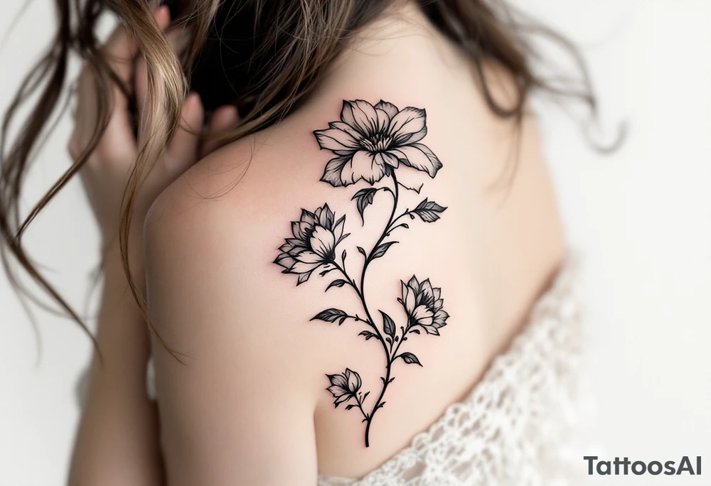 "She gave me a reason to live" as the stem blooming into a flower tattoo idea