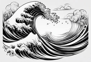 Fire rolling into water wave tattoo idea