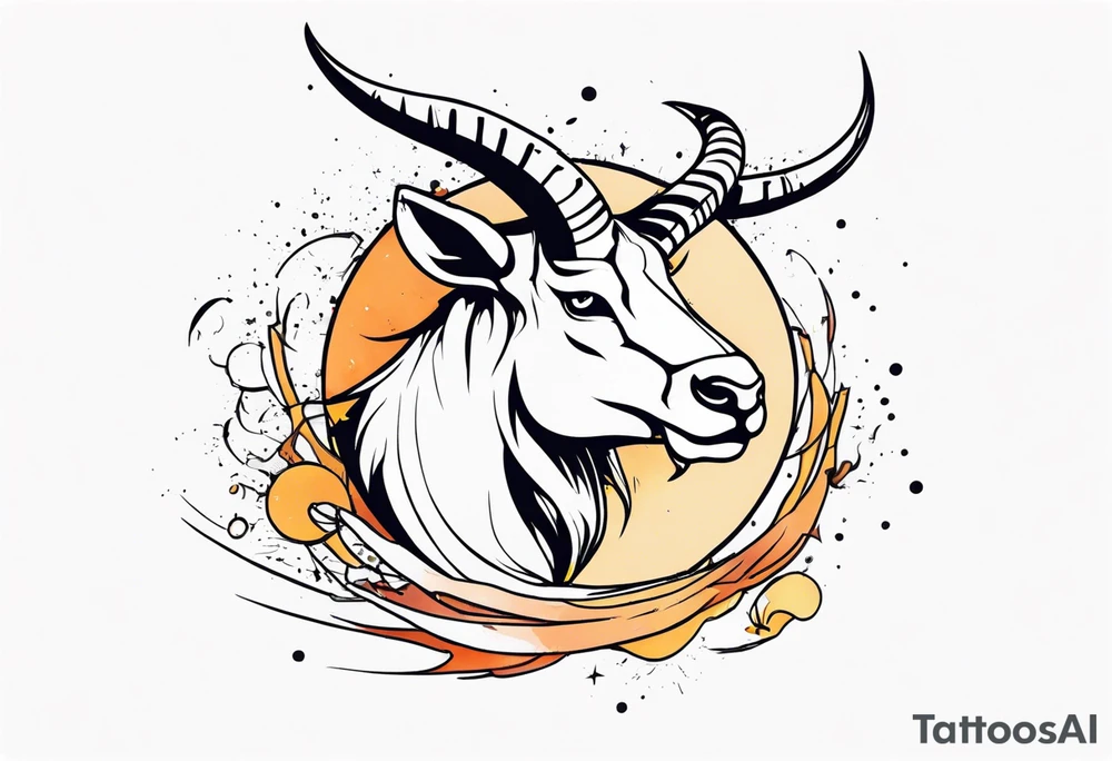 exploding capricorn tattoo idea