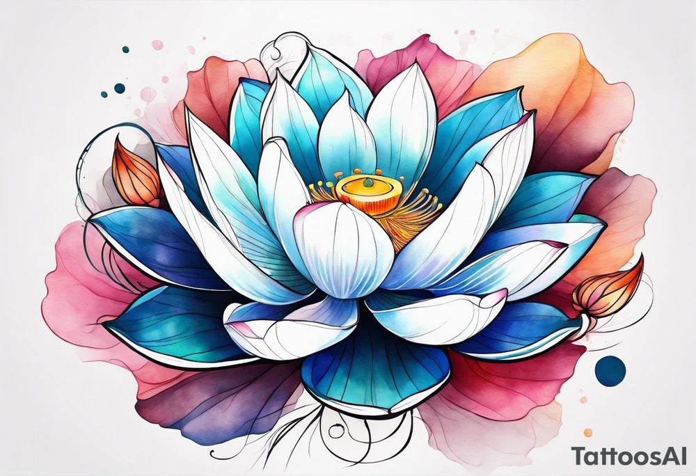 lotus flower with thin lines tattoo idea