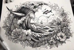 an ocean themed half sleeve for my lower left leg tattoo idea