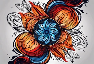 Minimalist lines twin flame blue red and orange mixed flame with some type of straight lines. Small tattoo for forearm placement tattoo idea