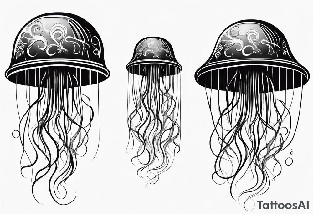 jellyfish with a small head and really long tentacles tattoo idea