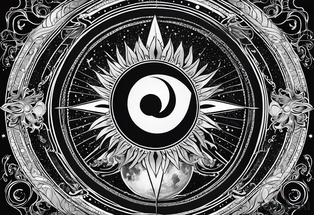 Astrology, Cancer & Aquarius, Natal Chart, angelic, vision, planetary, yin yang, the moon, spiritual third eye, mystical armband tattoo idea