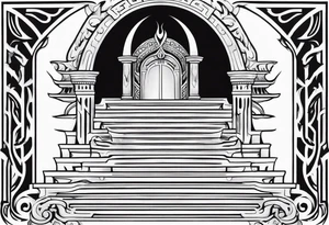 Valhalla mist fire sword shield stairs tattoo idea