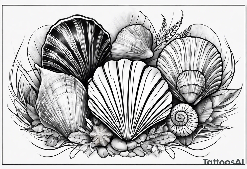 beachy seashells tattoo idea