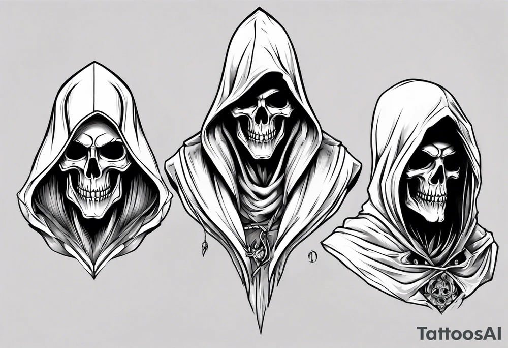 hooded reaper upper body no skull tattoo idea
