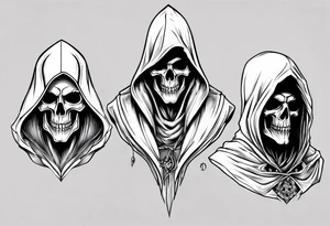 hooded reaper upper body no skull tattoo idea