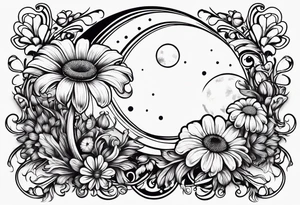 Crescent moon muschrooms and daisy’s tattoo idea