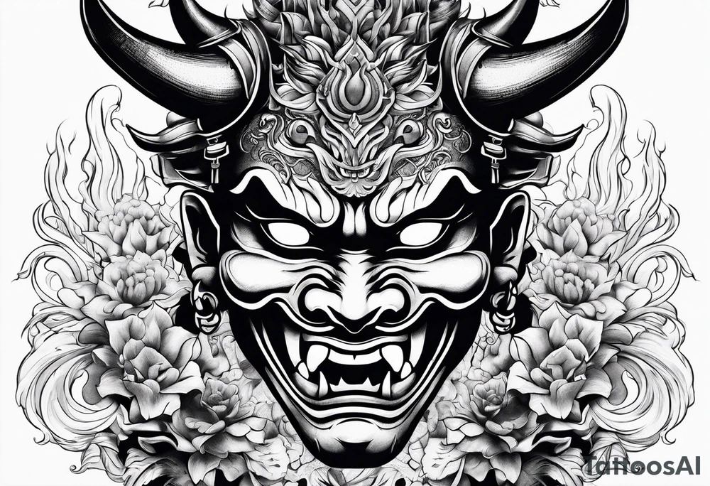 hannya and effect smoke tattoo idea