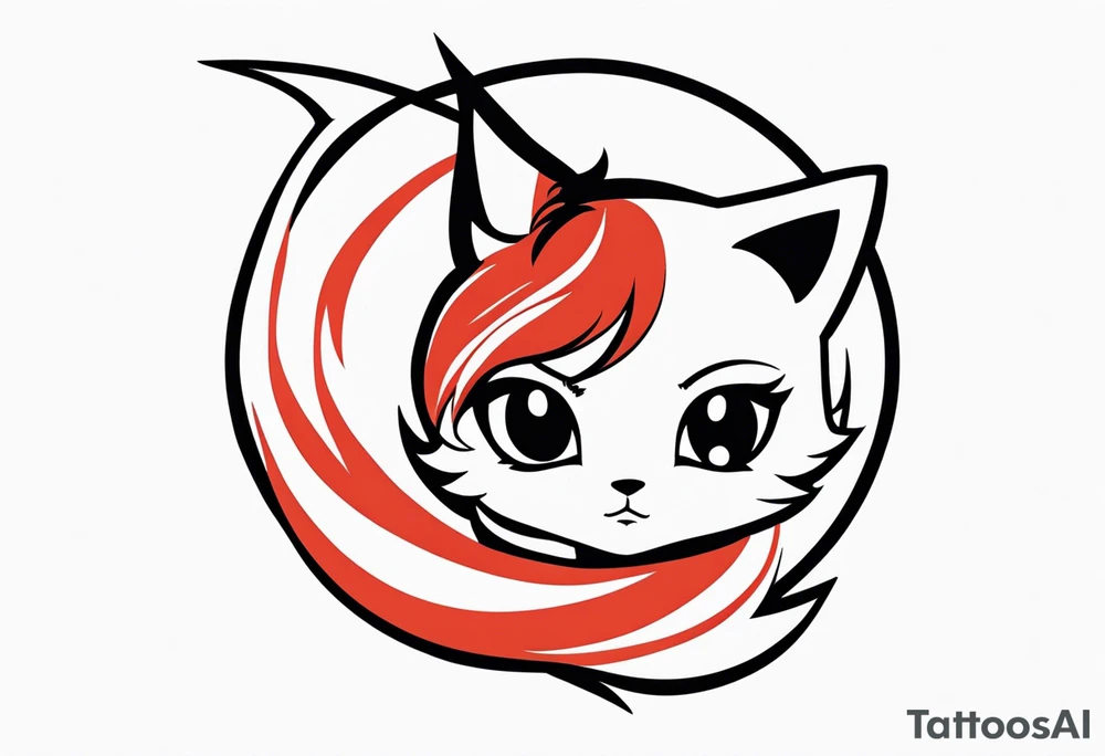 A fairy with a tail inspired by the logo of the show called Fairy Tail in a fetal position leaning in tattoo idea