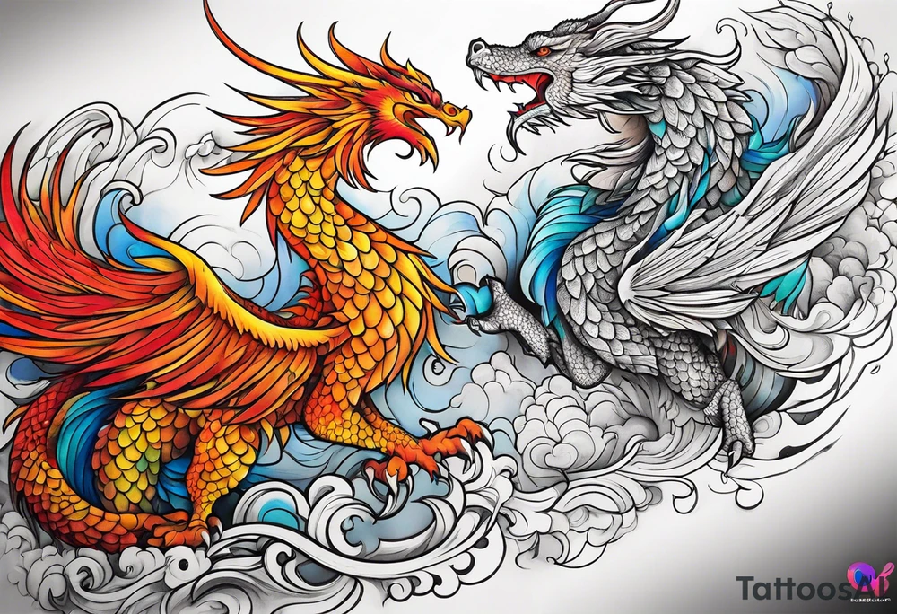 dragon and phoenix tattoo tattoo idea