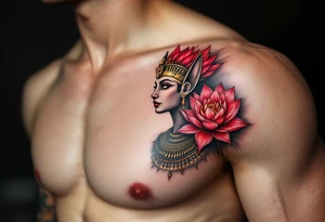 egyptian animal and lotus (make red and black) tattoo idea