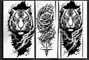 Tiger with lightning for a forearm sleeve tattoo idea