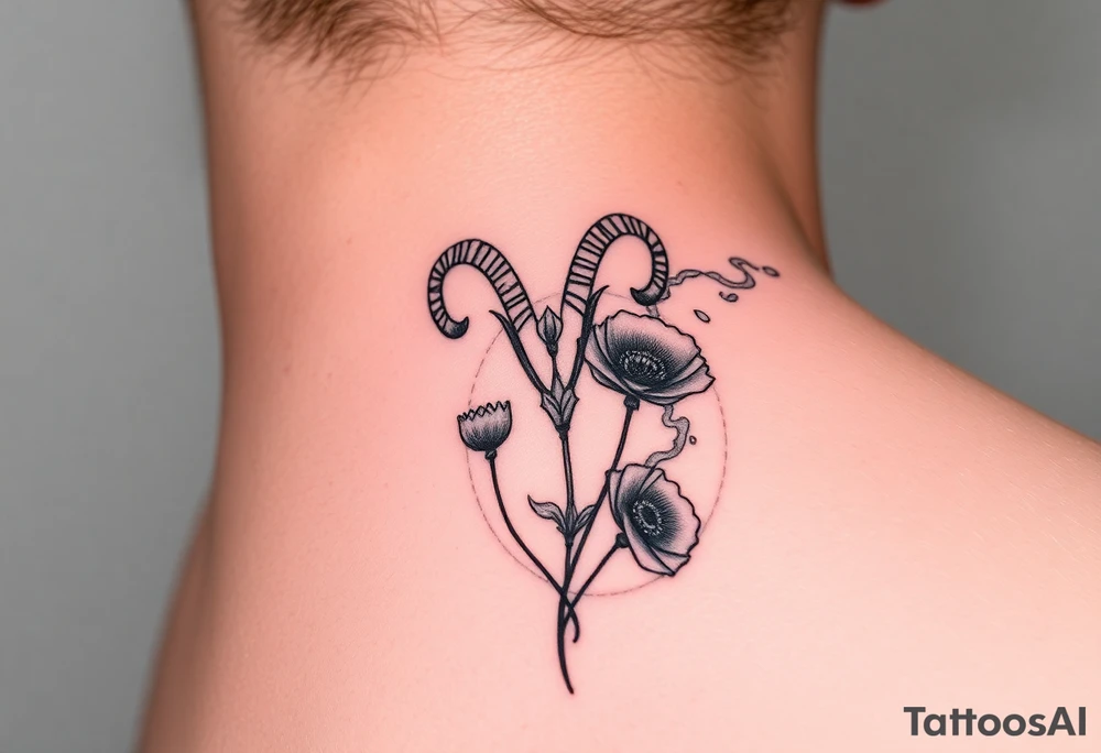 Ryan, Aries, 2 red poppy’s, and smoke tattoo idea