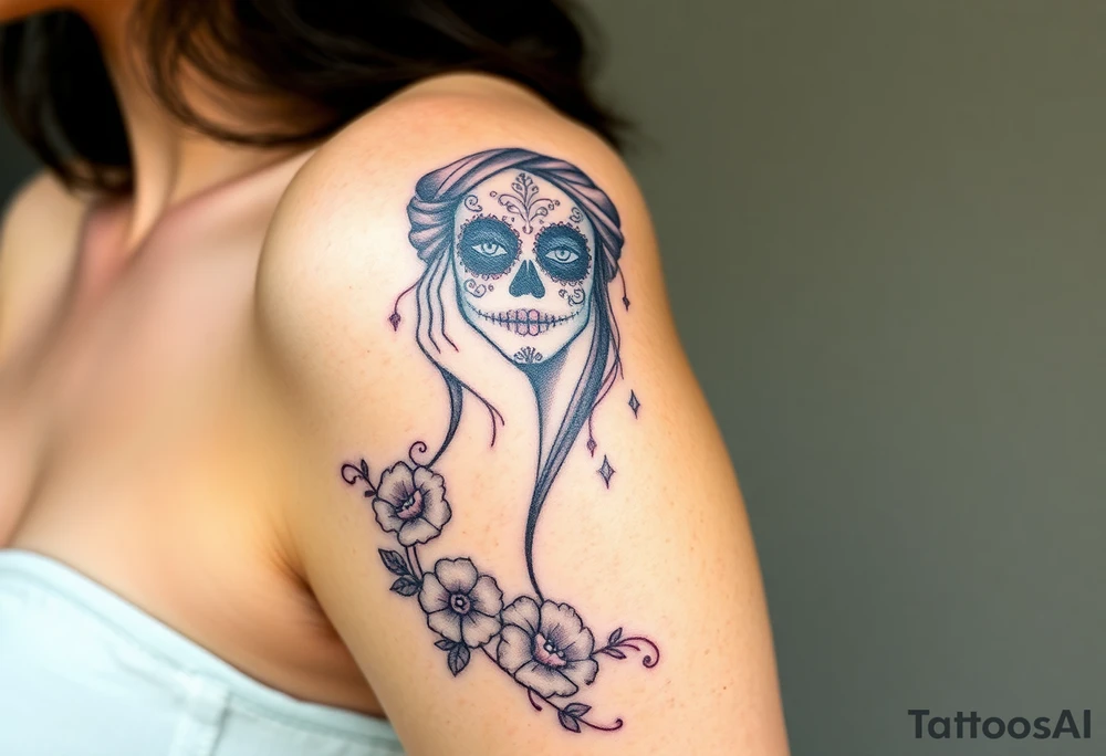 Day of the dead Mexican woman tattoo idea