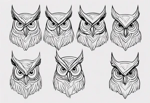 create one-line art of a owl head. the line has to start at the buttom and be finished at the top. Has to be simplistic and be one-line that is connected tattoo idea
