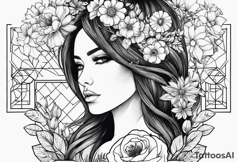 Flowers, Leo, girl with scrabble brain tattoo idea