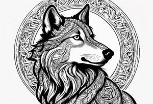 strength, small, howling wolf, elegant, sun, lenghty, ankh tattoo idea
