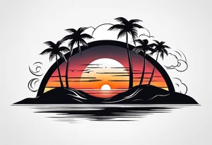 hand drawn minimal sunset tattoo idea