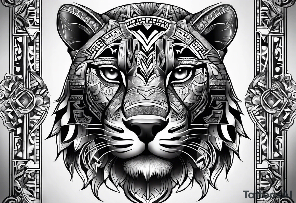 aztec black jaguar sitting tattoo idea