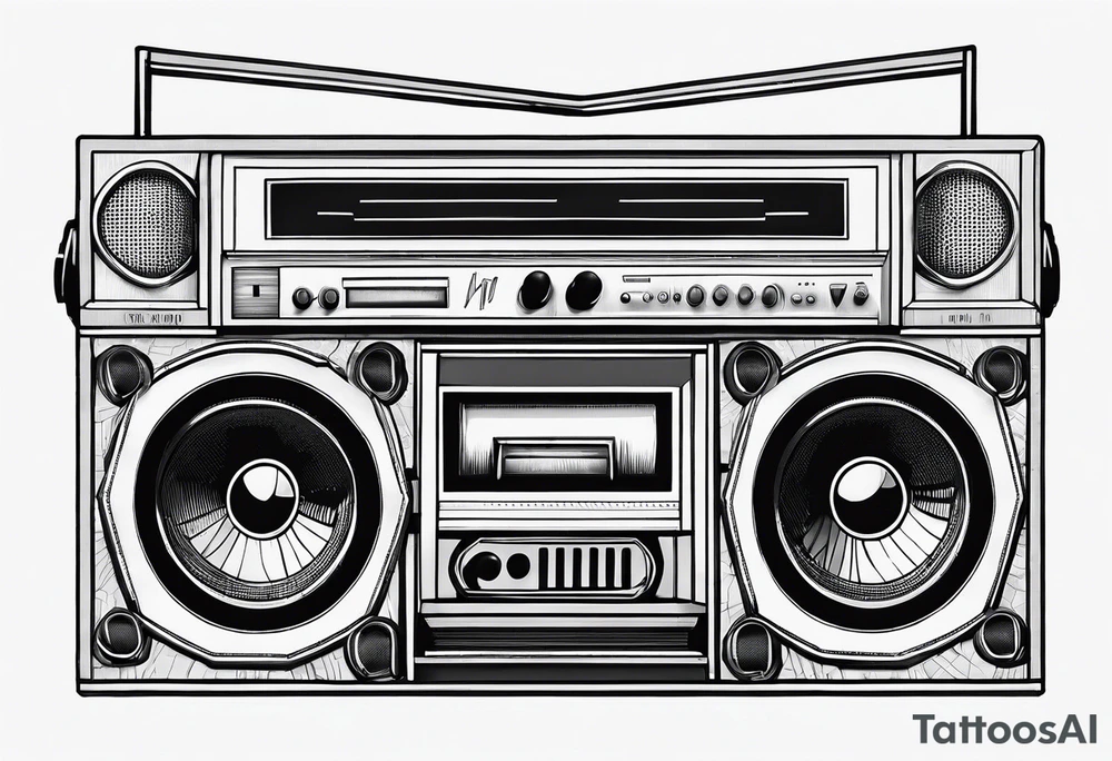 A boombox in fineline very minimalistic tattoo idea