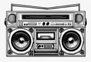 A boombox in fineline very minimalistic tattoo idea