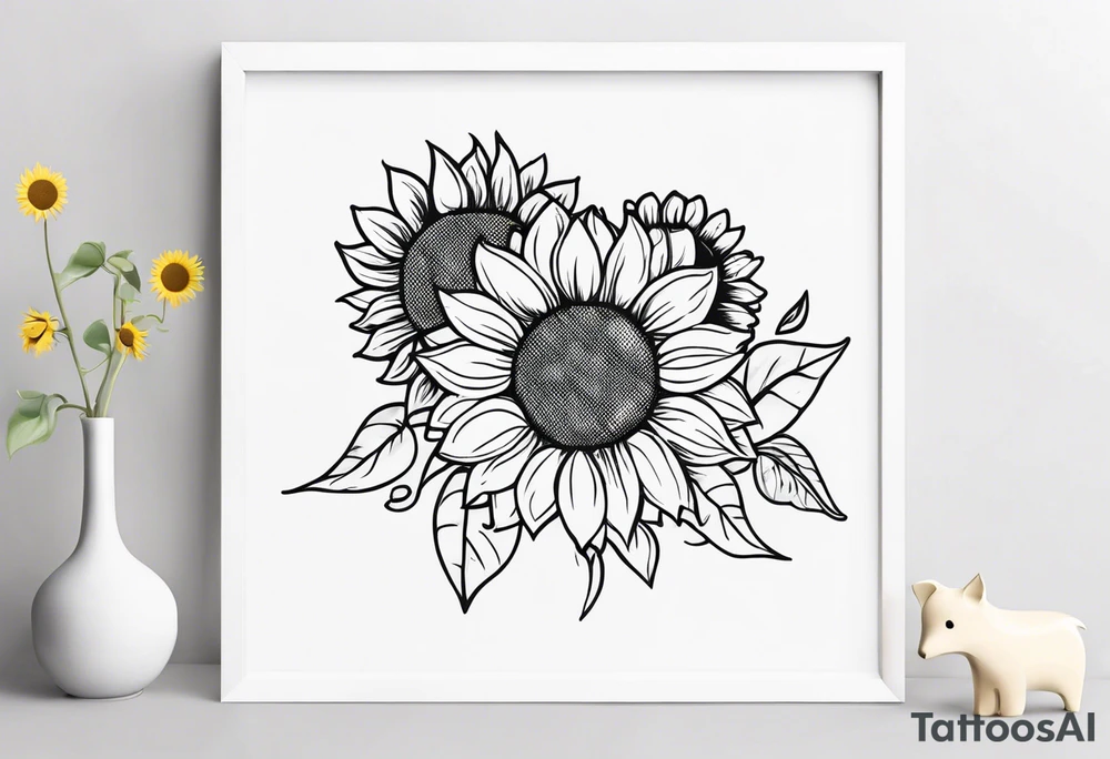 Baby foot print with sunflowers tattoo idea