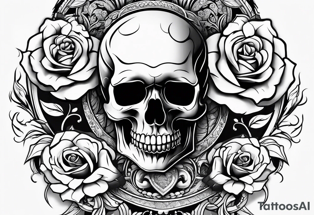 skull and roses tattoo idea