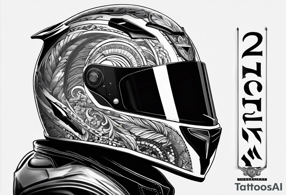 Race helmet with #2 and a bass and family tattoo idea