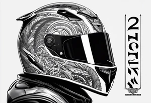 Race helmet with #2 and a bass and family tattoo idea