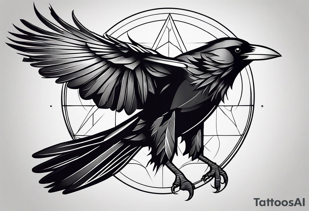 minimalistic stroke of a crow withopen wings of fire tattoo idea