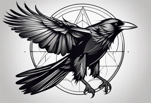 minimalistic stroke of a crow withopen wings of fire tattoo idea
