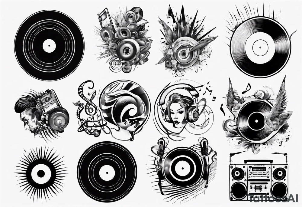 sound music vinyl DJ tattoo idea