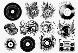 sound music vinyl DJ tattoo idea