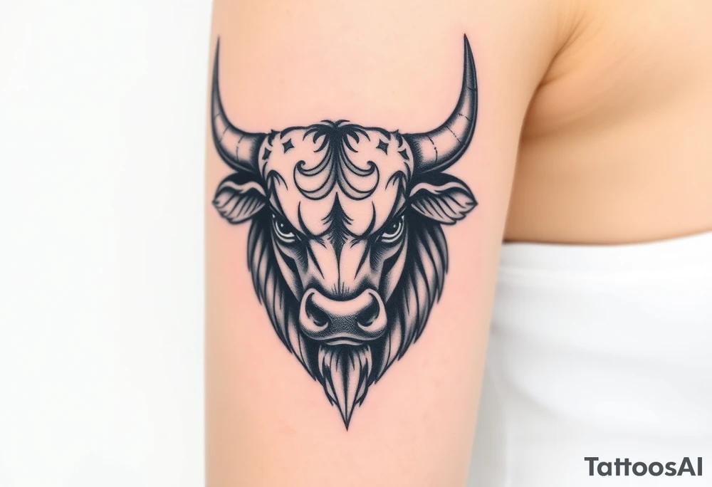 Powerfull majestic bull tattoo idea