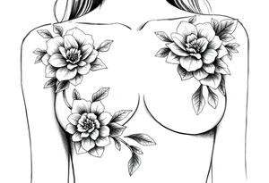 Chest sternum under boob floral tattoo tattoo idea