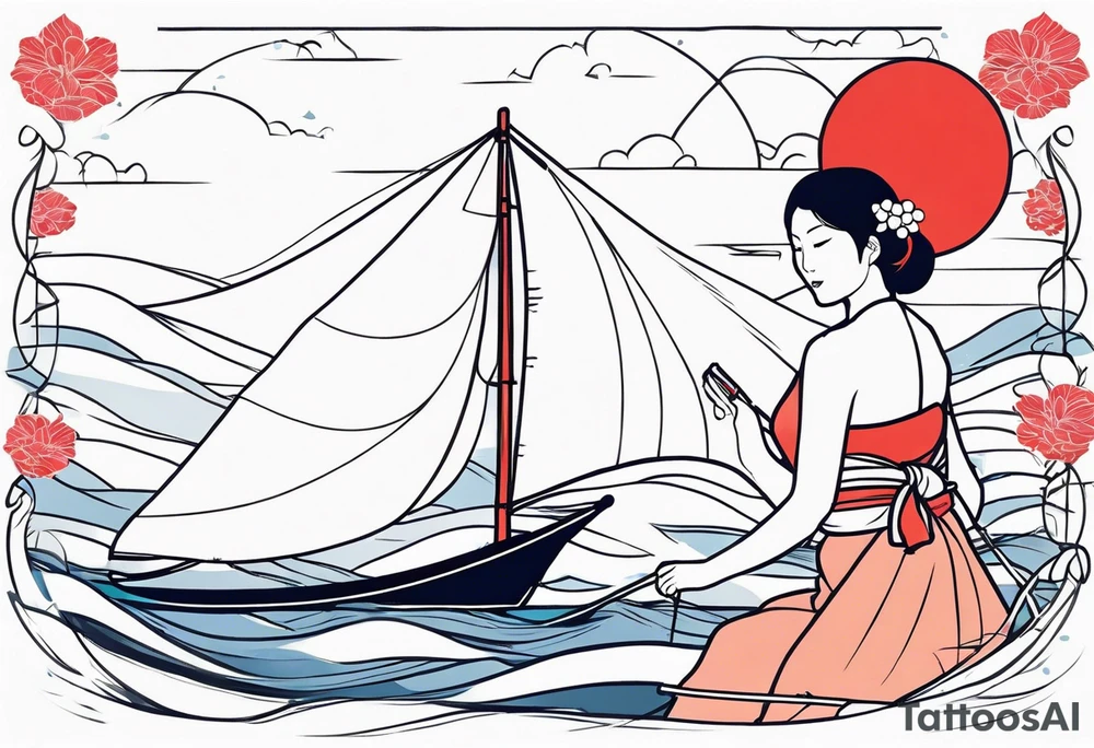 Japan sailing women tattoo idea