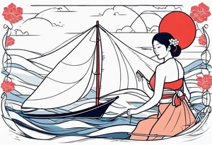 Japan sailing women tattoo idea
