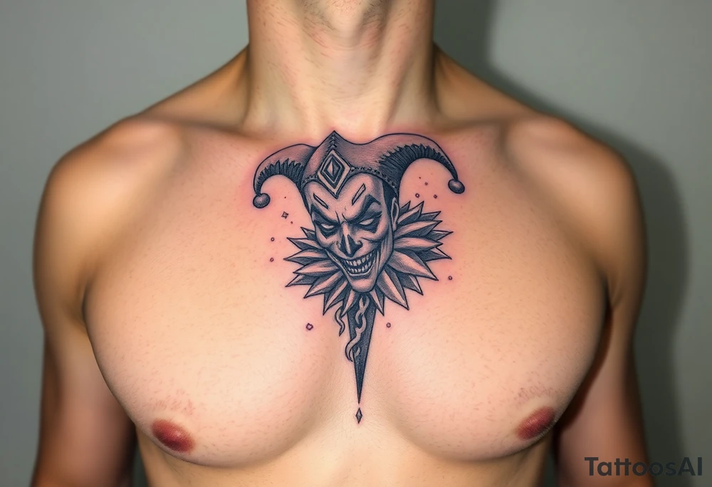 jester in a fog of smoke tattoo idea