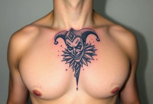 jester in a fog of smoke tattoo idea