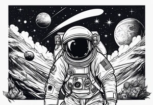 Space theme name drew tattoo idea