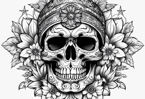 skull and aster tattoo idea