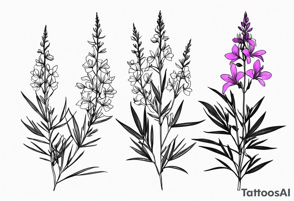 Fireweed plant thin minimalistic tattoo idea