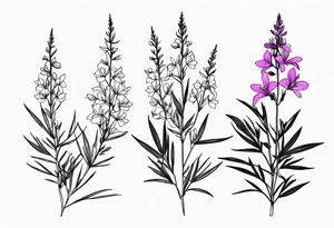 Fireweed plant thin minimalistic tattoo idea