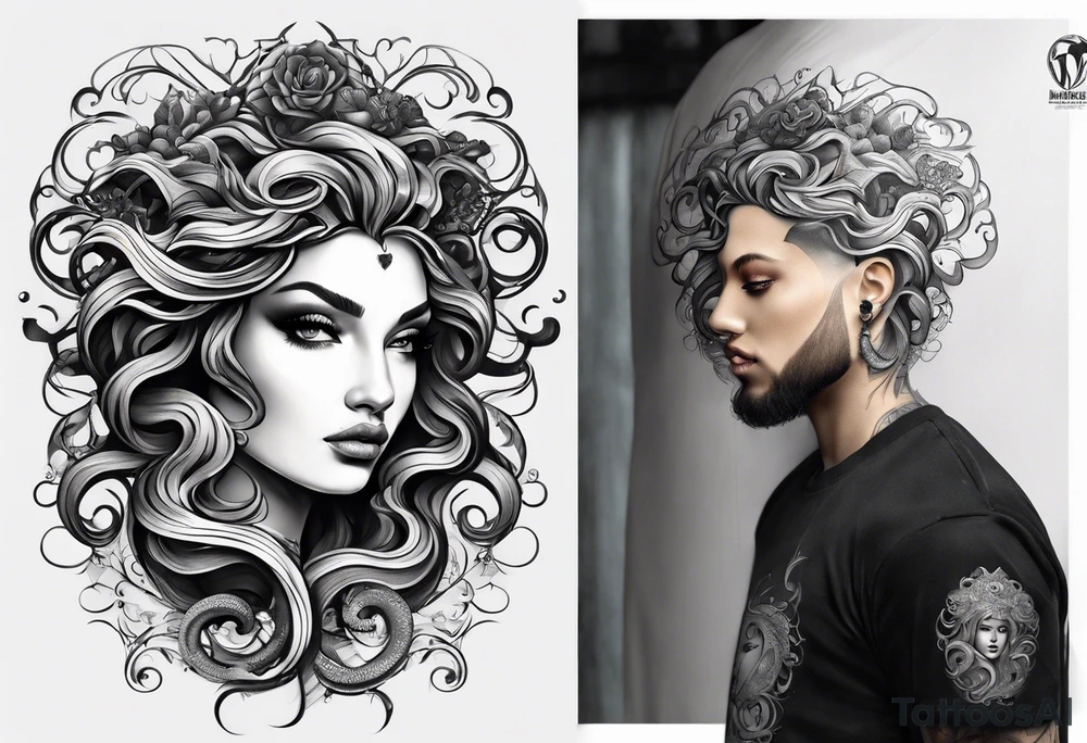 Medusa with the symbolism of light tattoo idea