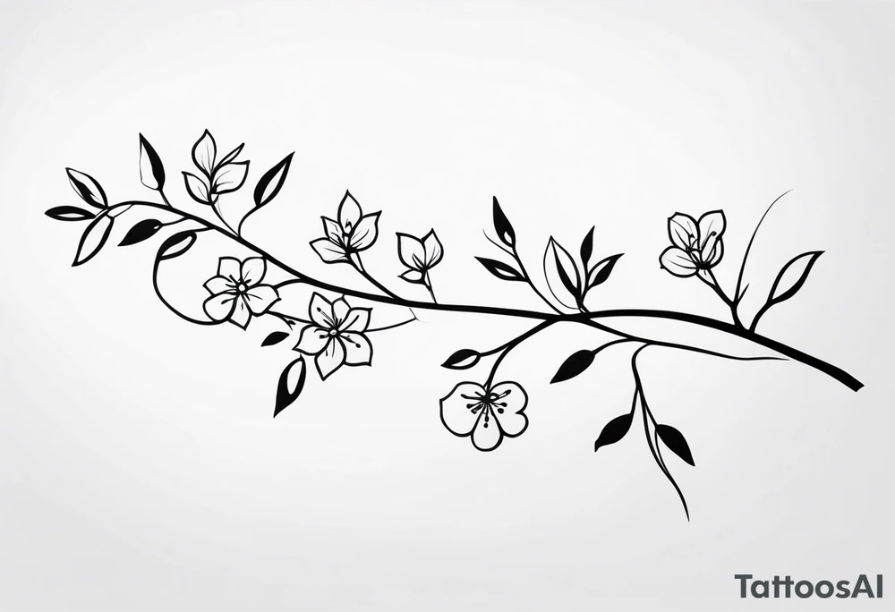 A long branch with flowers tattoo idea